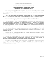 Form AO242 Petition for a Writ of Habeas Corpus Under 28 U.s.c. 2241 - Oklahoma