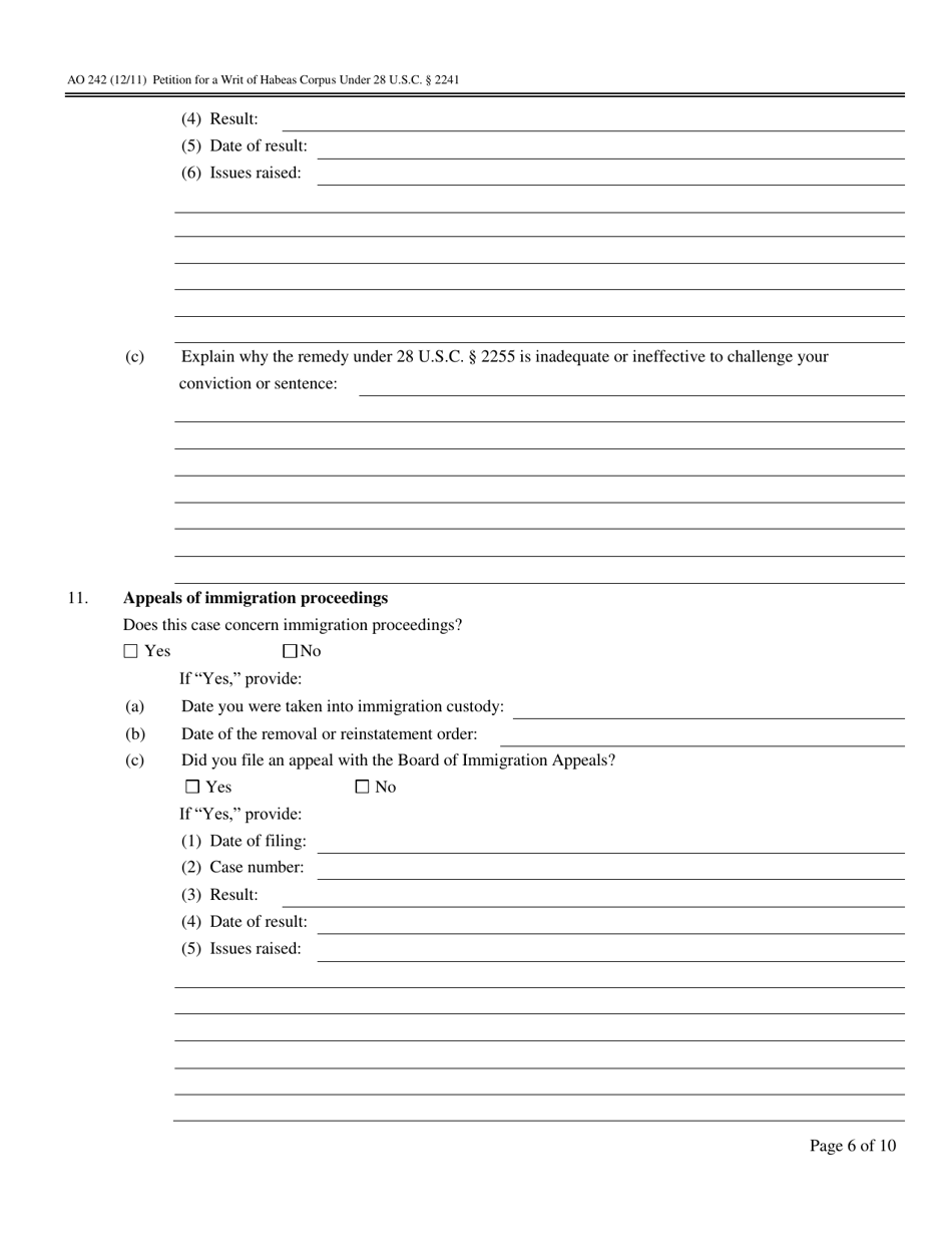 Form AO242 Petition for a Writ of Habeas Corpus Under 28 U.s.c. 2241 - Oklahoma, Page 6