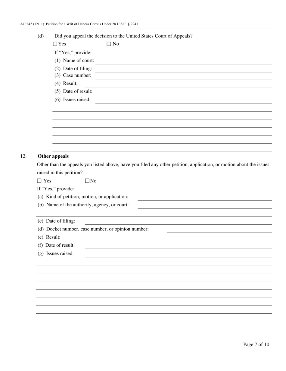 Form AO242 Petition for a Writ of Habeas Corpus Under 28 U.s.c. 2241 - Oklahoma, Page 7