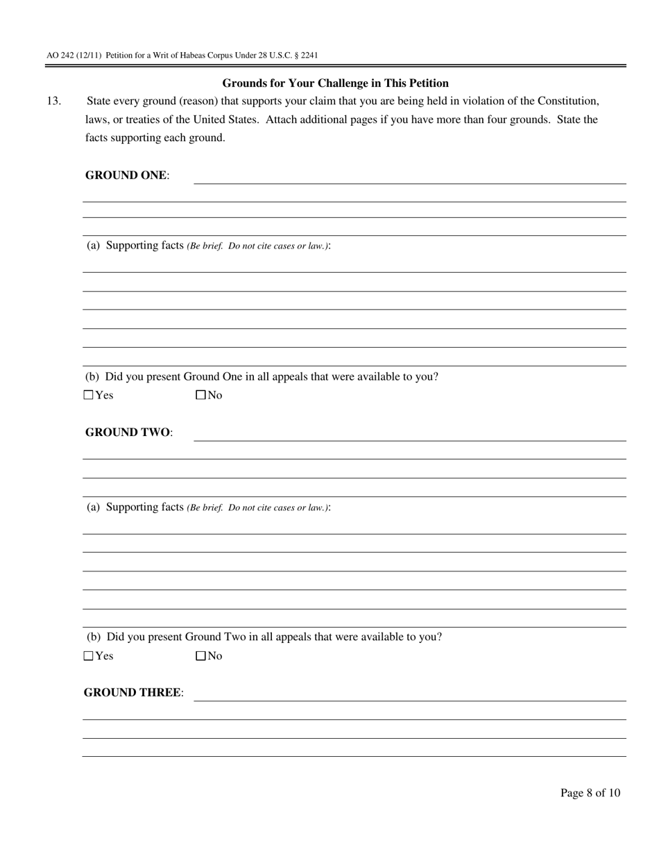 Form AO242 Petition for a Writ of Habeas Corpus Under 28 U.s.c. 2241 - Oklahoma, Page 8