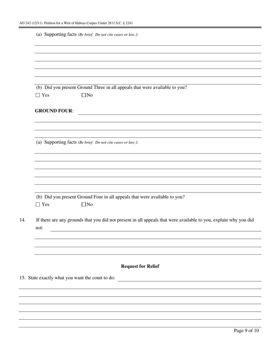 Form AO242 Petition for a Writ of Habeas Corpus Under 28 U.s.c. 2241 - Oklahoma, Page 9