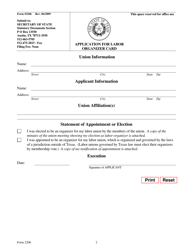 Form 2206 Application for Labor Organizer Card - Texas, Page 2