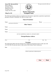 Form 2703 Business Opportunity Exemption Notice - Texas, Page 2