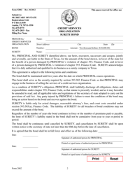 Form 2802 Credit Services Organization Surety Bond - Texas, Page 2