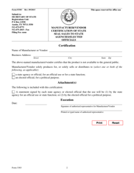 Form 3303 Manufacturer/Vendor Certification of State Seal Sales to State Agencies/Elected Officials - Texas, Page 2