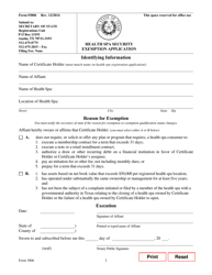 Form 3006 Health SPA Security Exemption Application - Texas, Page 2