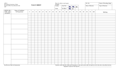 Document preview: Form AW8-1 Tally Sheet - Texas