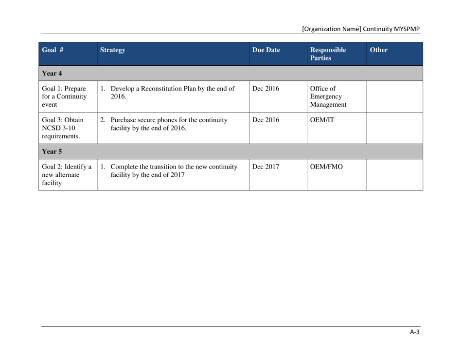 Continuity Multi-Year Strategy and Program Management Plan (Myspmp) Template - Ohio, Page 17
