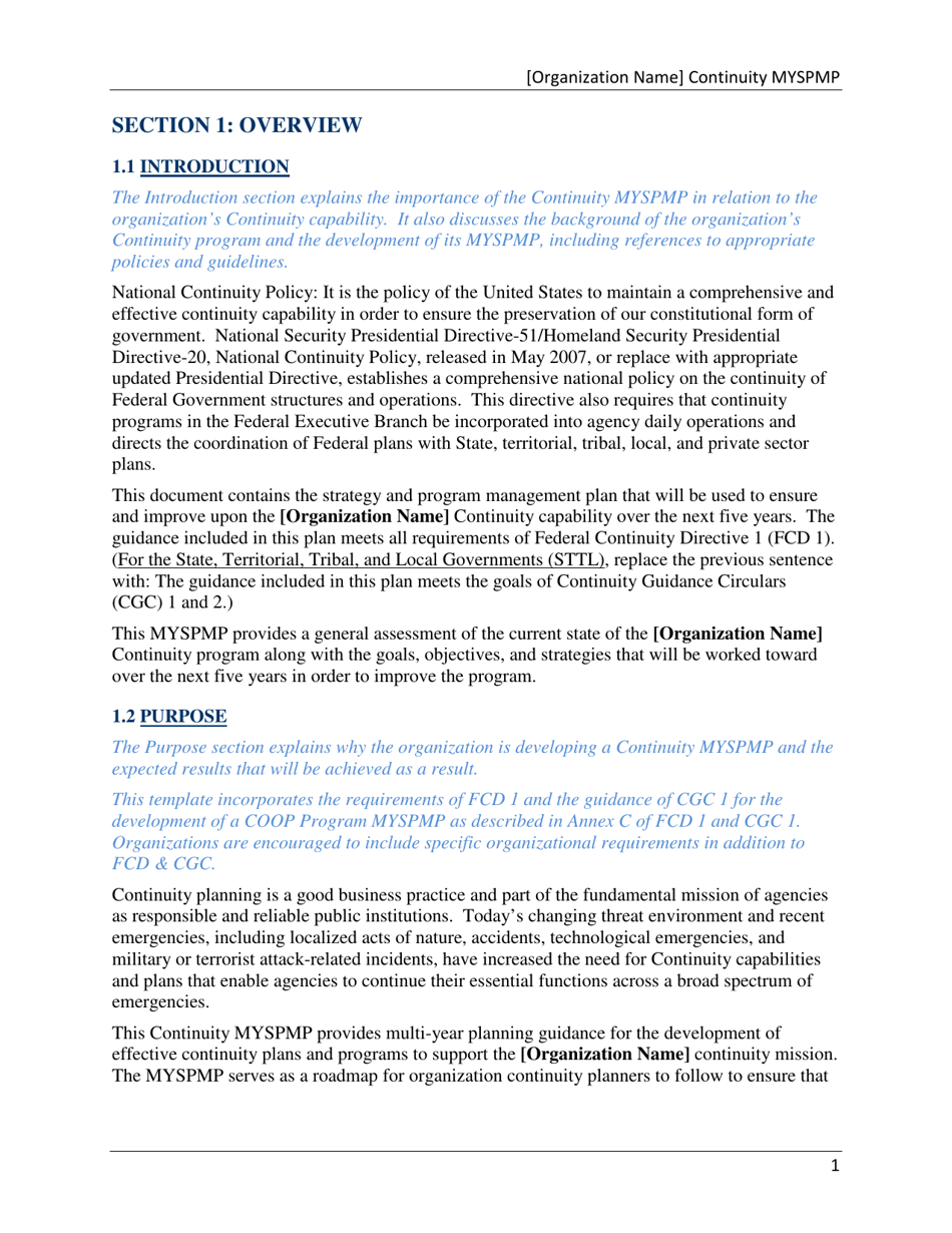 Continuity Multi-Year Strategy and Program Management Plan (Myspmp) Template - Ohio, Page 7