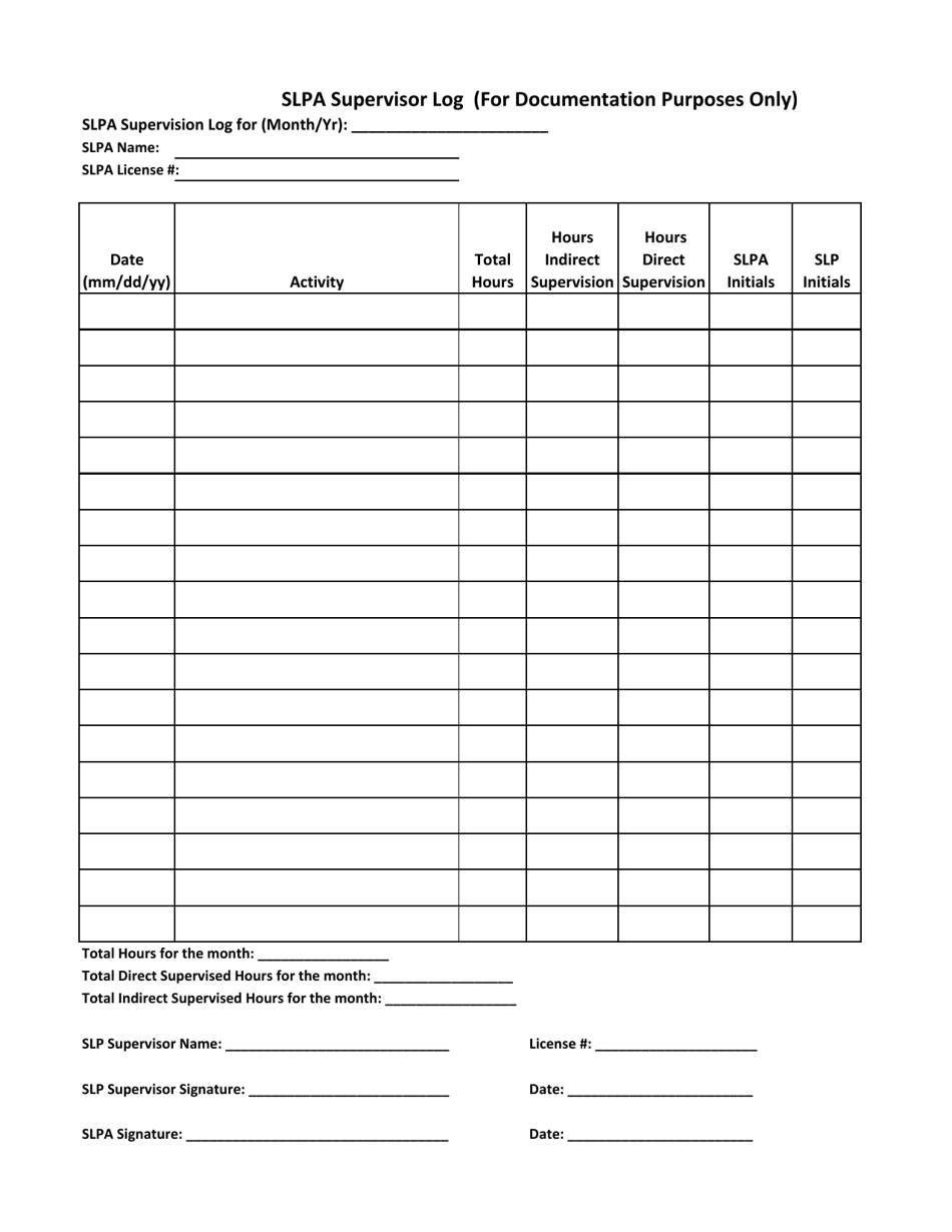 South Dakota Slpa Supervisor Log - Fill Out, Sign Online and Download ...