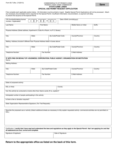 Form 60.7  Printable Pdf