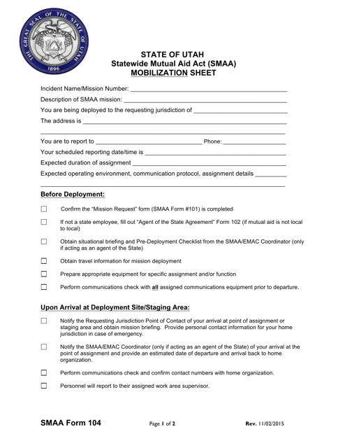 SMAA Form 104  Printable Pdf