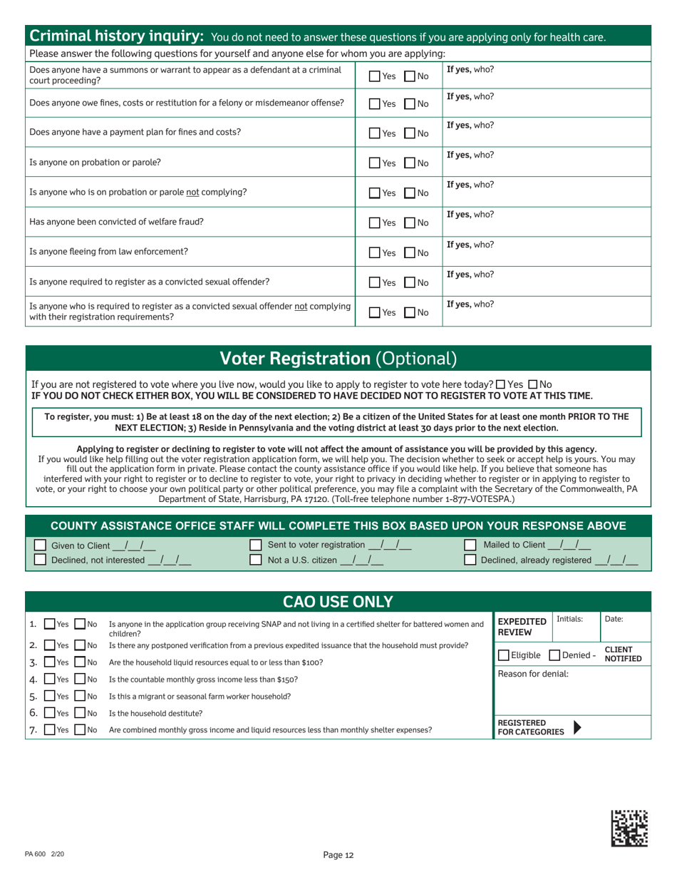 Form PA600 Application for Benefits - Pennsylvania, Page 16
