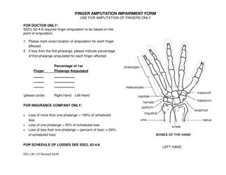 Form DOL-LM-112 &quot;Finger Amputation Impairment Form&quot; - South Dakota