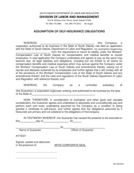 Document preview: Assumption of Self-insurance Obligations - South Dakota