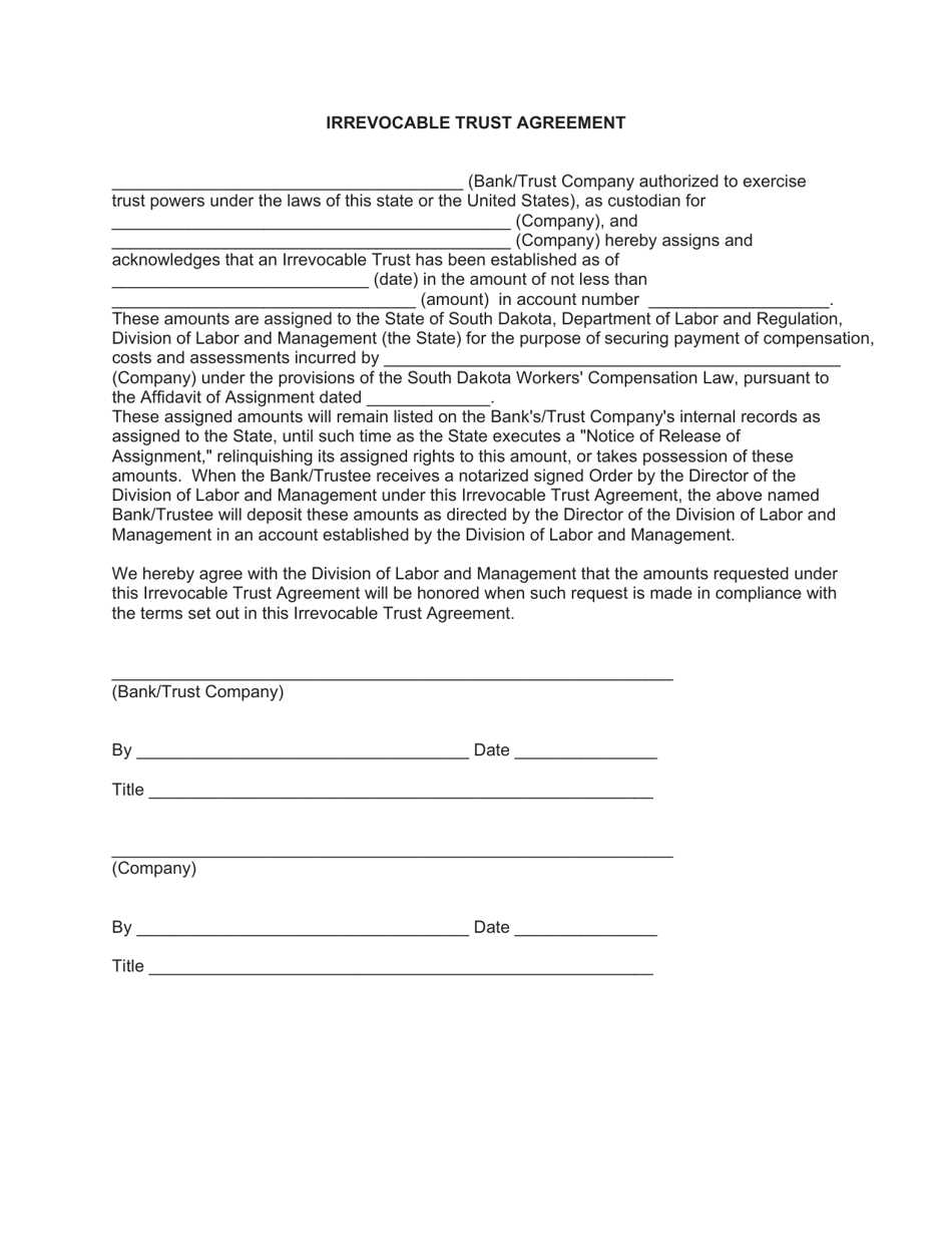 Irrevocable Trust Agreement - South Dakota, Page 1
