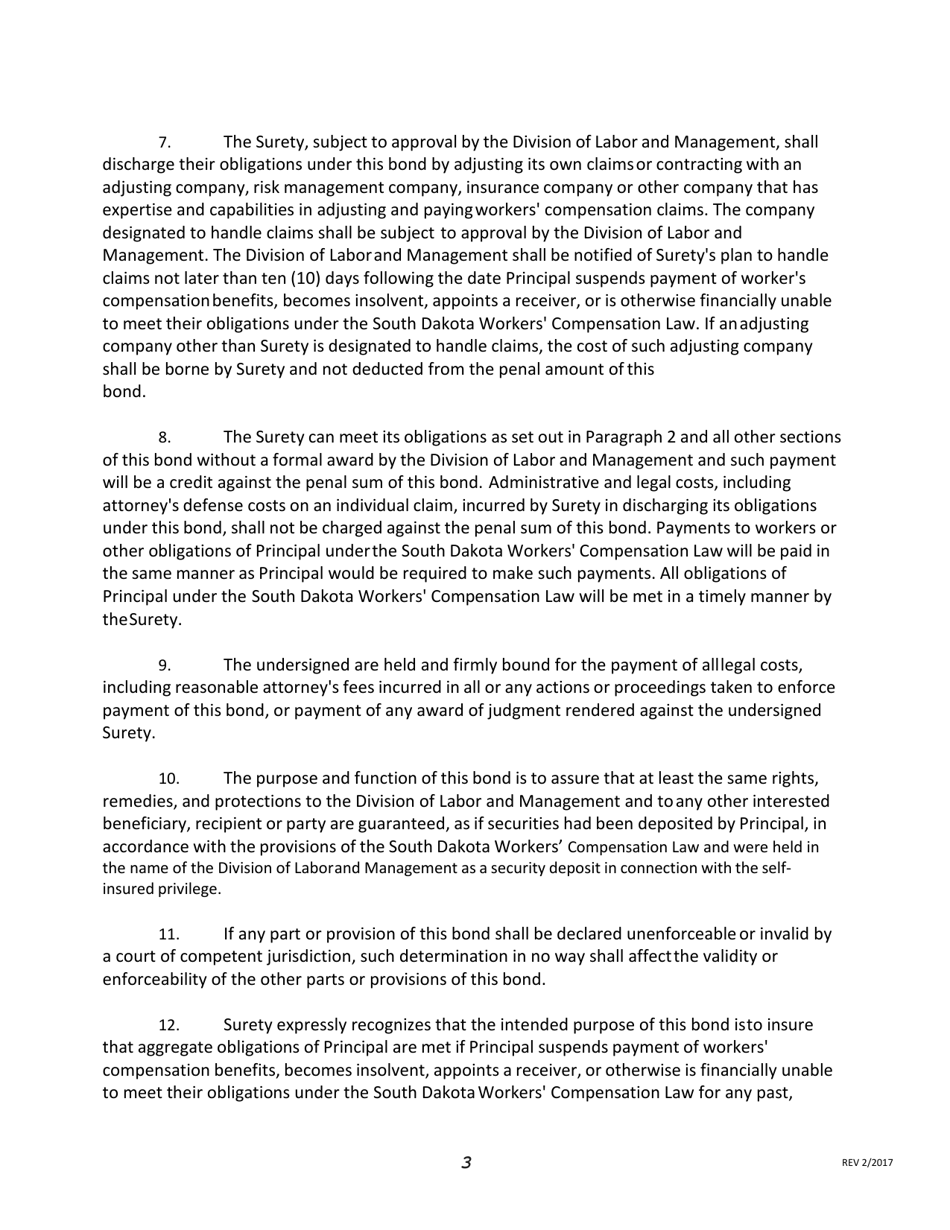 Self-insurance Aggregate Surety Bond - South Dakota, Page 3