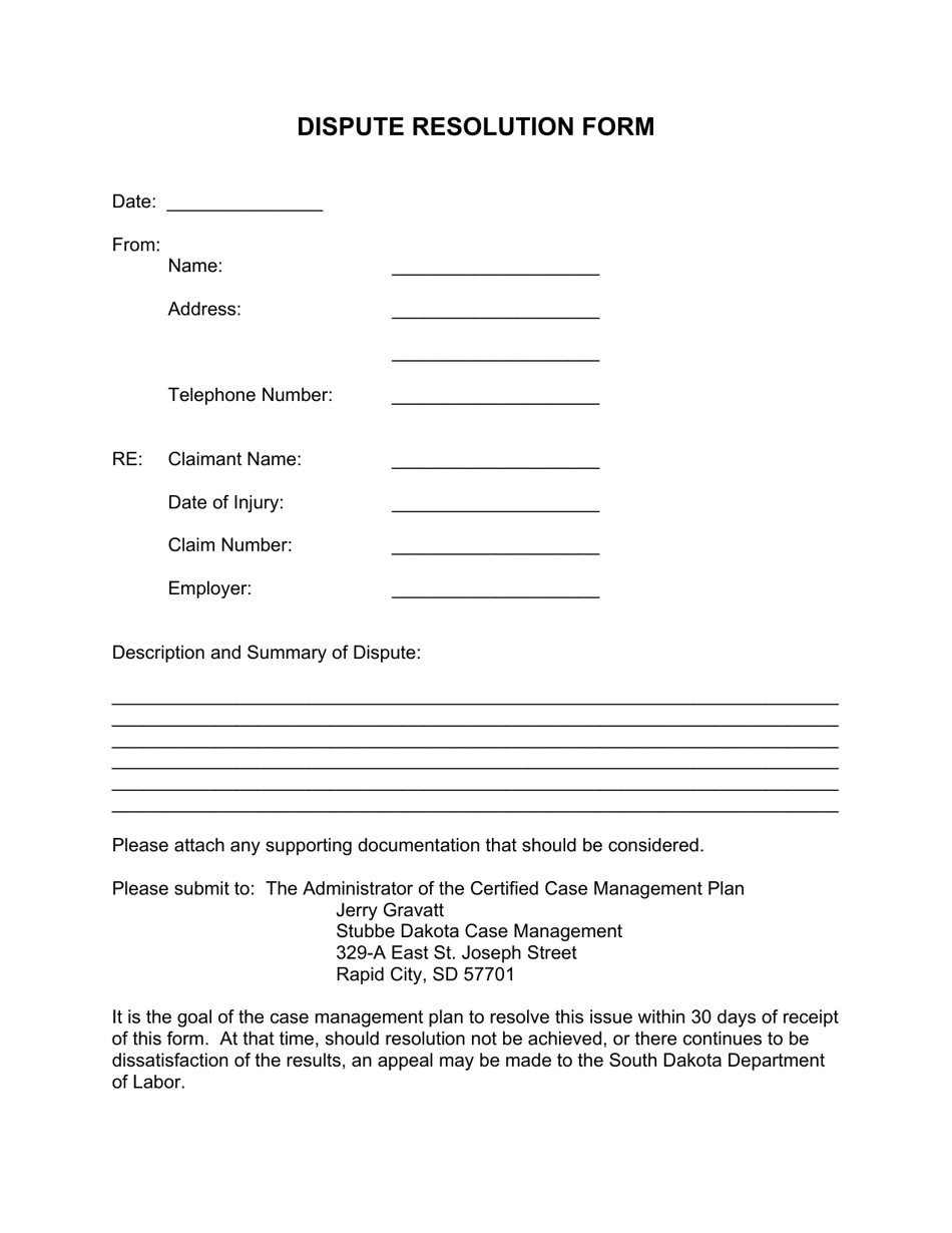 South Dakota Dispute Resolution Form - Stubbe - Fill Out, Sign Online ...