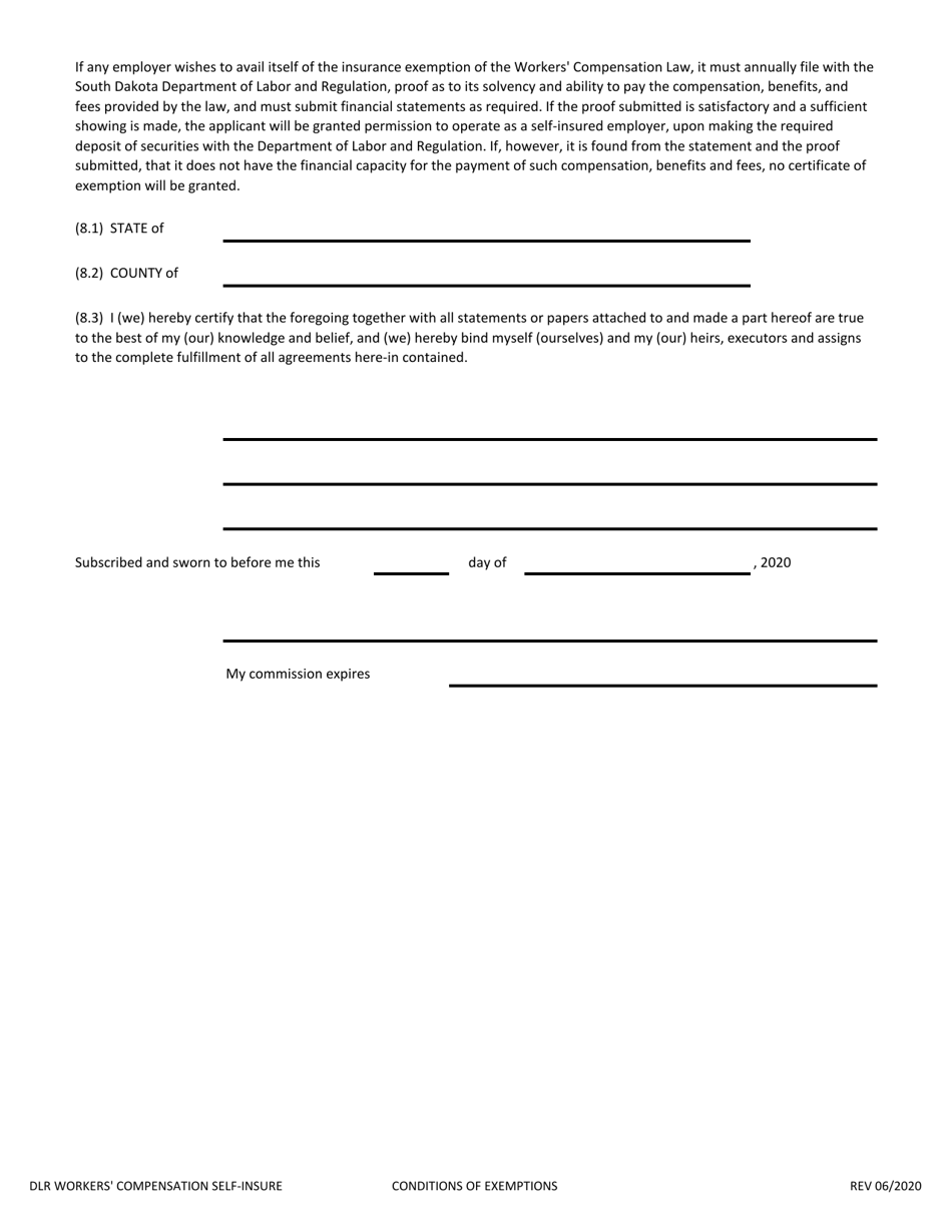 Application to Self-insure Workers Compensation Liabilities - South Dakota, Page 17