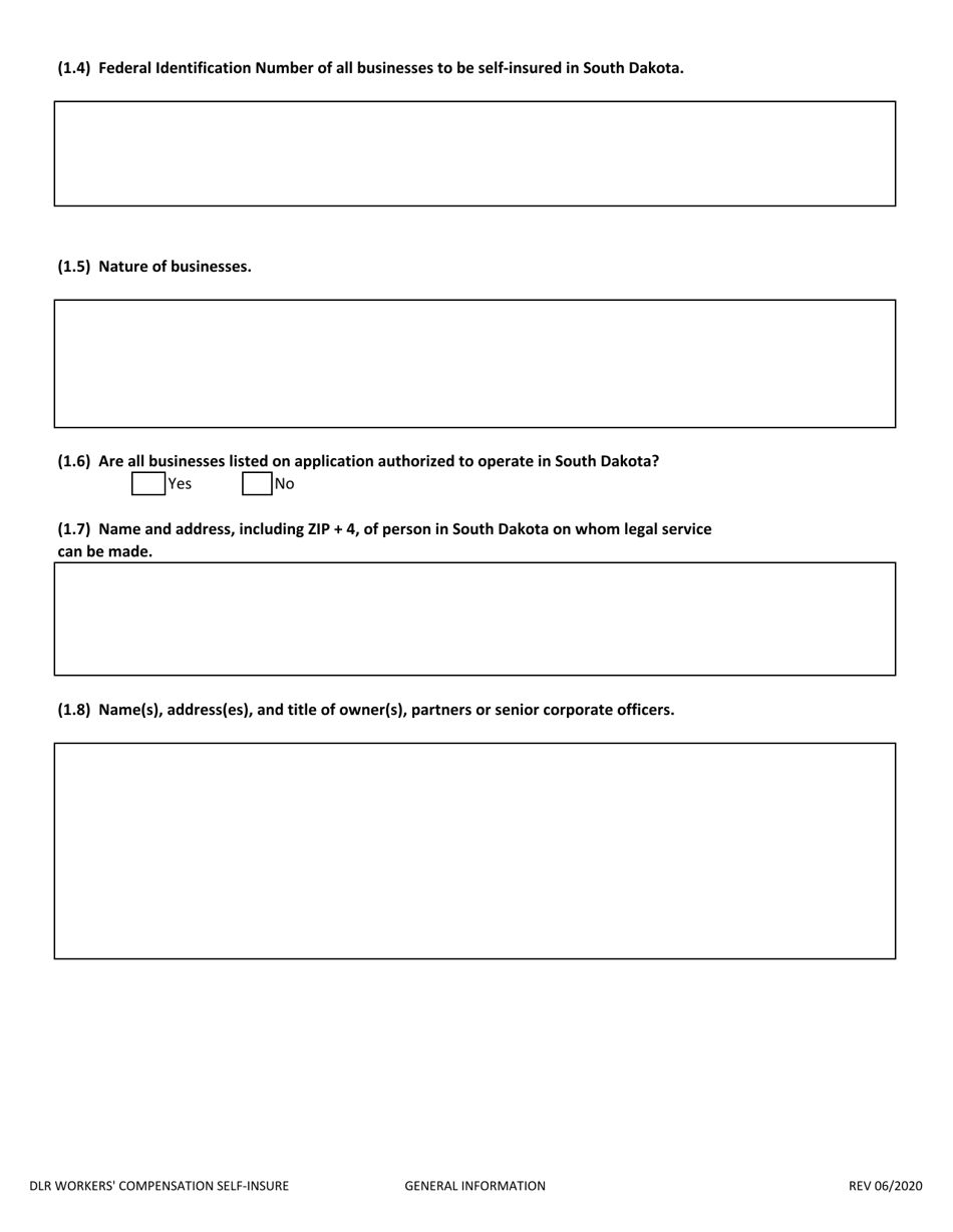 Application to Self-insure Workers Compensation Liabilities - South Dakota, Page 2