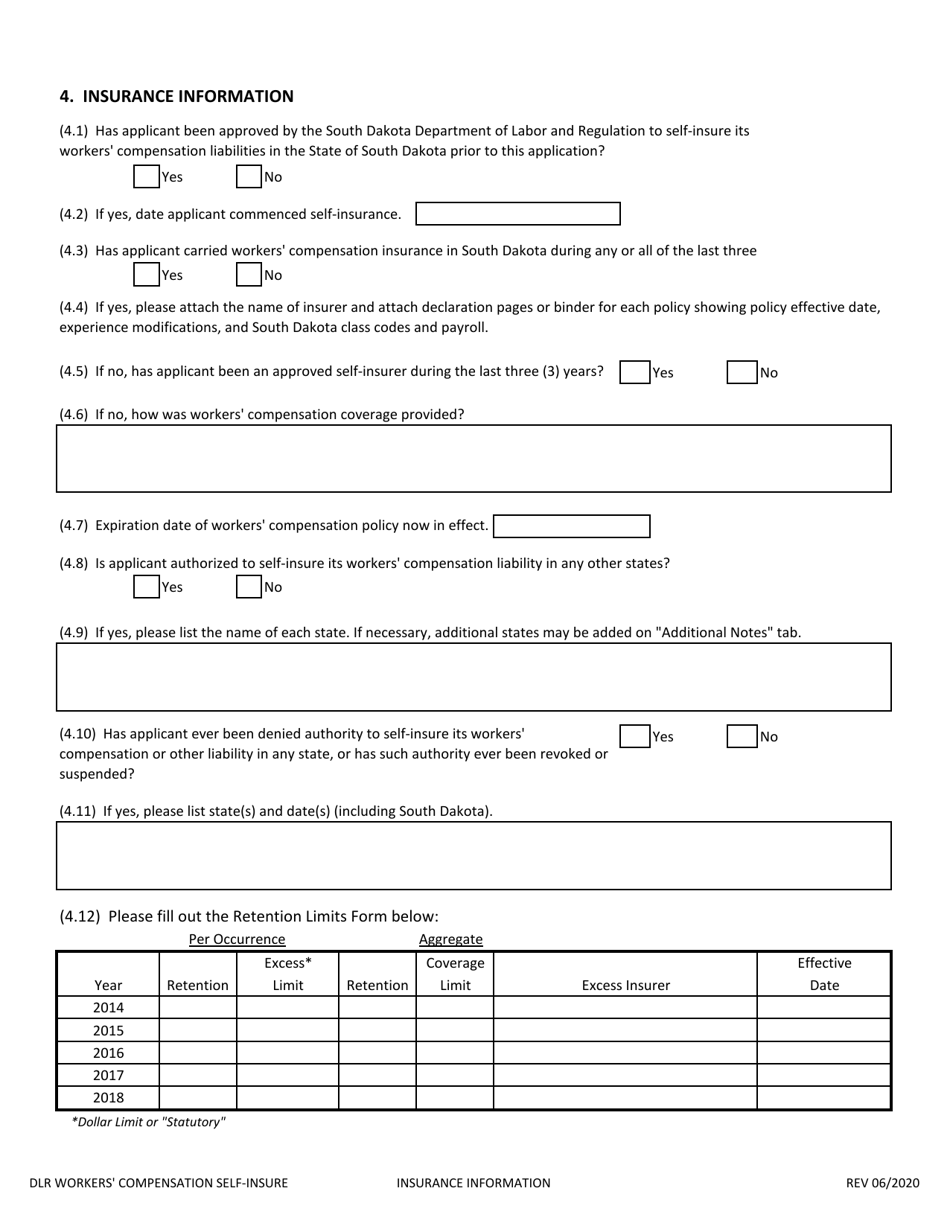 Application to Self-insure Workers Compensation Liabilities - South Dakota, Page 4