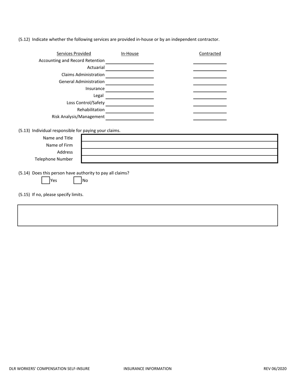 Application to Self-insure Workers Compensation Liabilities - South Dakota, Page 6