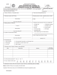 Document preview: Form L-514 Application for License to Operate Place of Amusement - South Carolina