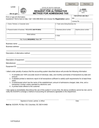 Document preview: Form L-2203 Request for Alternative Method for Admissions Tax - South Carolina
