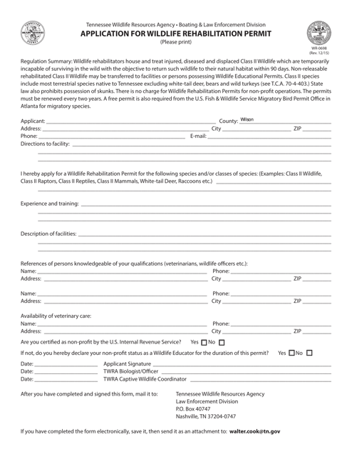 Form WR-0698  Printable Pdf