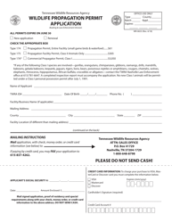 Form WR-0653 Wildlife Propagation Permit Application - Tennessee