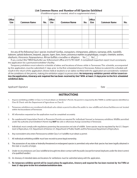 Form WR-0549 Exhibitor Permit Application - Tennessee, Page 2