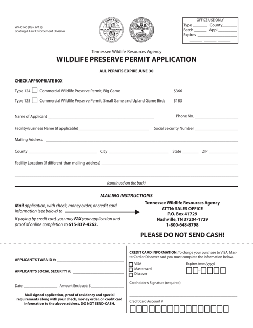 Form WR-0140  Printable Pdf
