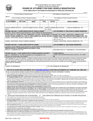 Form BMV5736 &quot;Power of Attorney for Ohio Vehicle Registration&quot; - Ohio
