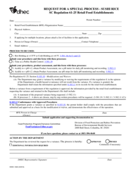 Document preview: DHEC Form 1849 Request for a Special Process - Sushi Rice - South Carolina