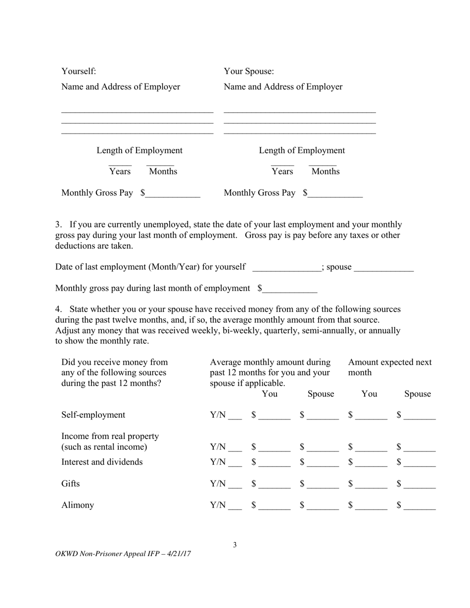 Motion for Leave to Proceed on Appeal Without Prepayment of Costs or Fees (Non-prisoner) - Oklahoma, Page 3