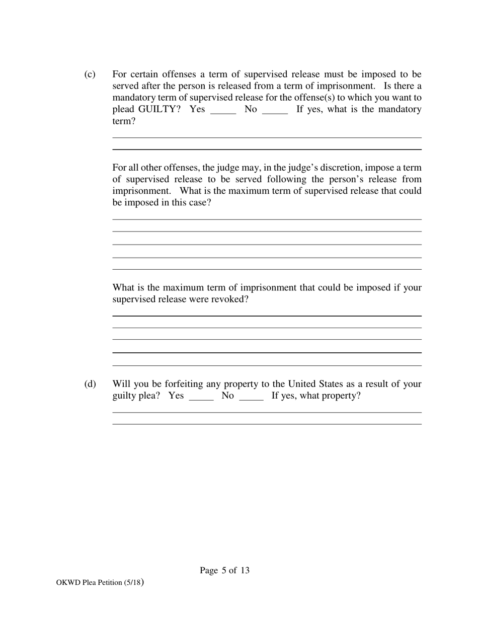 Petition to Enter Plea of Guilty - Oklahoma, Page 5
