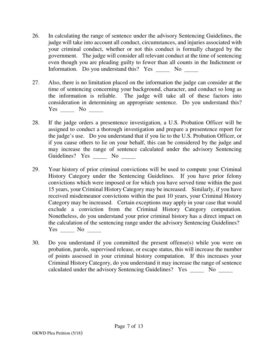 Petition to Enter Plea of Guilty - Oklahoma, Page 7