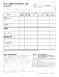 Form P2023 &quot;Vaccine Administration Record for Adults&quot;