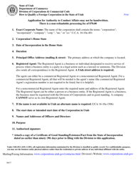 Document preview: Instructions for Application for Authority to Conduct Affairs for a Foreign Corporation - Utah