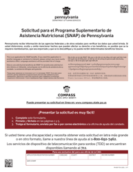 Document preview: Formulario PA600 FS-S (SG) Solicitud Para El Programa Suplementario De Asistencia Nutricional (Snap) De Pennsylvania - Pennsylvania (Spanish)