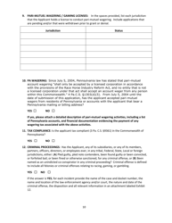 Secondary Pari-Mutuel Organization License Application - Pennsylvania, Page 10