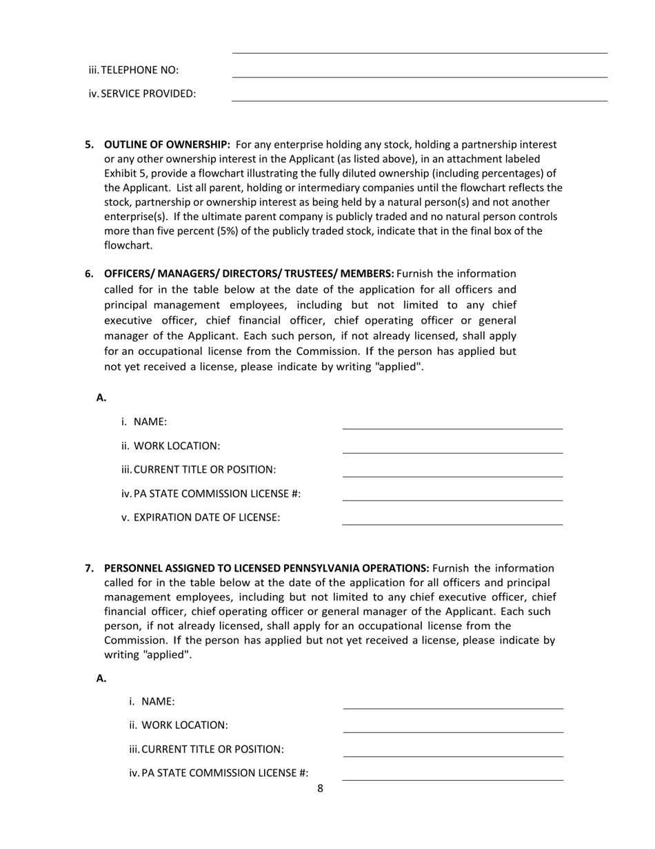 Pennsylvania Secondary Pari-Mutuel Organization License Application ...