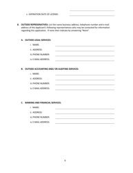 Secondary Pari-Mutuel Organization License Application - Pennsylvania, Page 9