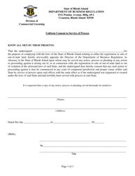 Document preview: Uniform Consent to Service of Process - Rhode Island