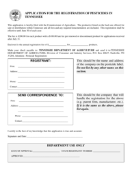 &quot;Application for the Registration of Pesticides in Tennessee&quot; - Tennessee