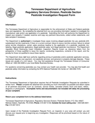 Instructions for Form AG-0568 &quot;Pesticide Investigation Request Form&quot; - Tennessee