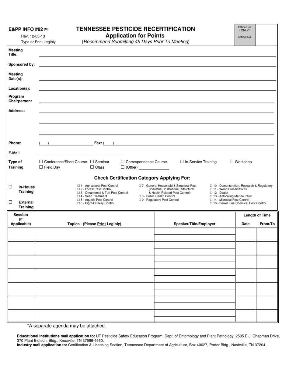 Application for Points - Tennessee, Page 1