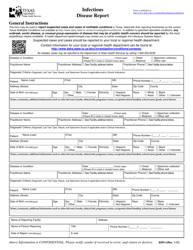 Document preview: Form EEPI-1 Confidential Disease Report - Texas