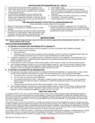Form BMV4826 &quot;Application for Disability Placards&quot; - Ohio, Page 2