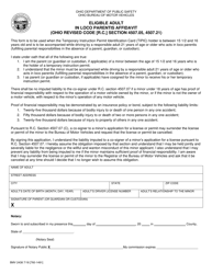 Document preview: Form BMV2438 Eligible Adult in Loco Parentis Affidavit (Ohio Revised Code [r.c.] Section 4507.05, 4507.21) - Ohio